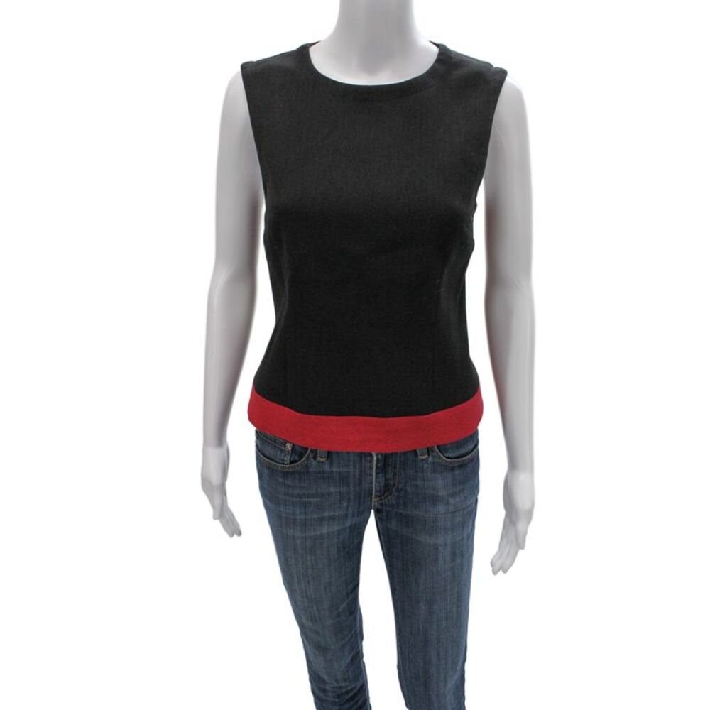Tristan & Iseut Women Basic Sleeveless Crew Neck Top Black Size 8